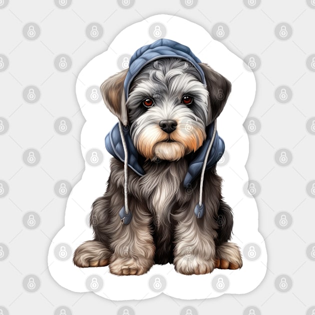 Winter Standard Schnauzer Dog Sticker by Chromatic Fusion Studio